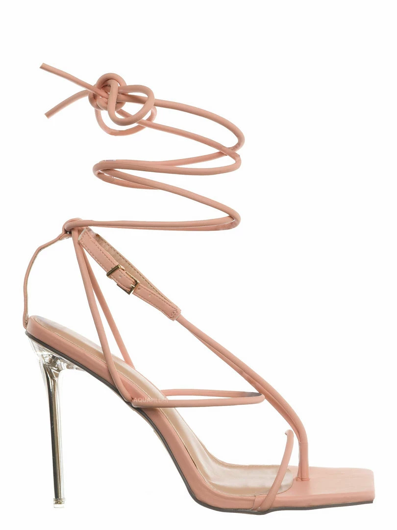 Wild Diva Bonia03 Spaghetti Strap Leg Wrap Sandal - Womens Dress Heel