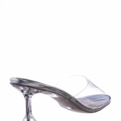 Bamboo New Water04 Clear High Heel Slip-On Mule, Womens Lucite Sandal