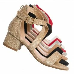Lucky Top New Delia6K Childrens Block Heel Cross Sandal, Little Girls Shoes