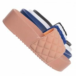 Forever Link Donut19 Molded Footbed Quilted Flatform - Women Platform Flat Slide In Slipper New
