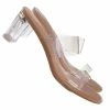 Bamboo Lucent03 Clear Lucite Slides, Women Acrylic Block Heel Sandal