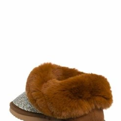 Liliana New Skylar1 Rhinestone Fur Lined Trimming Slipper - Women Winter Shoes