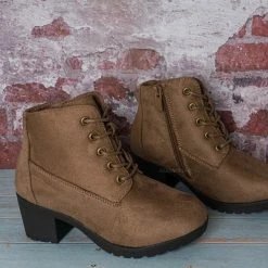 Forever Link Plus11K Girl's Block Heel Combat Ankle Bootie New