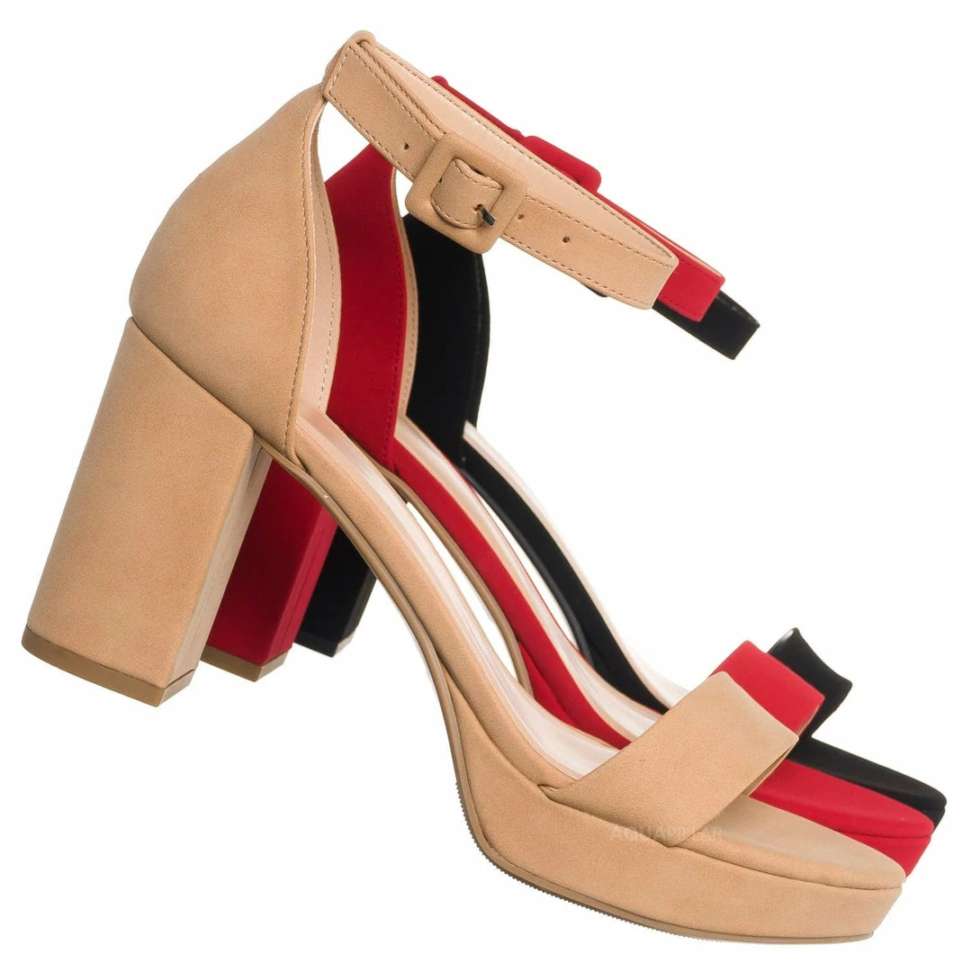 Delicious New Century Chunky Block Heel Sandal, Women Two Piece Dress Shoes