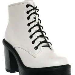 Soda Volume High Heel Combat Boots - Lace Up Military Threaded Shoes New