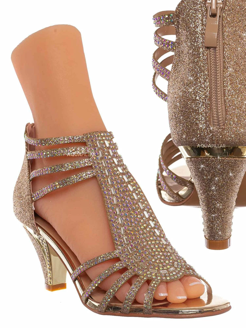 Forever Link Perform60 Rhinestone Crystal High Heel Sandal - Women Glitter Dress Shoes