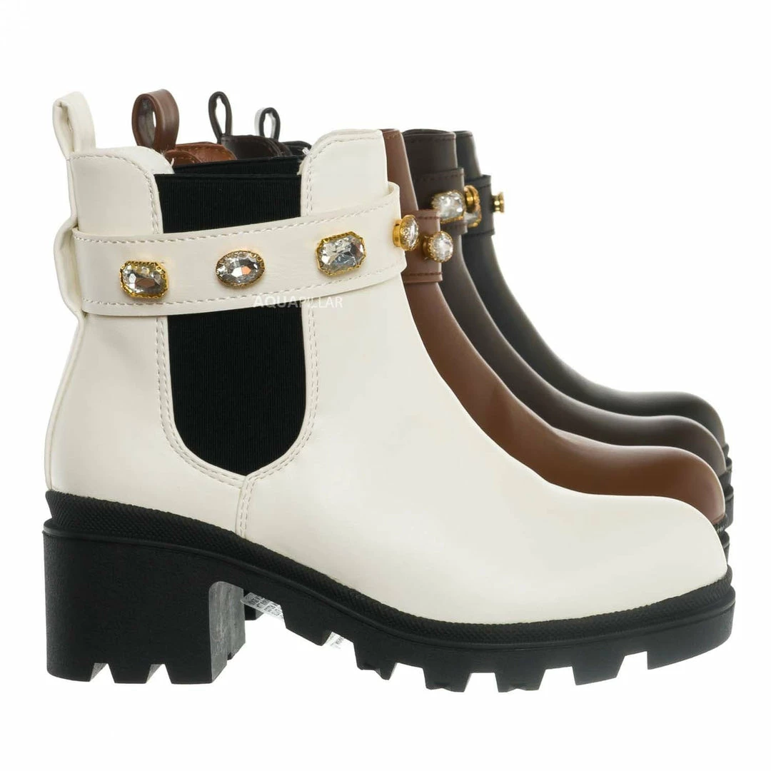 Forever Link Pacific08K Children's Rhinestone Jewel Chelsea Boots - Girl Ankle Bootie