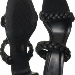 Soda Found Braided 3.5 Inch Block Heel Sandal - Women Thin Slide In Dress Mule