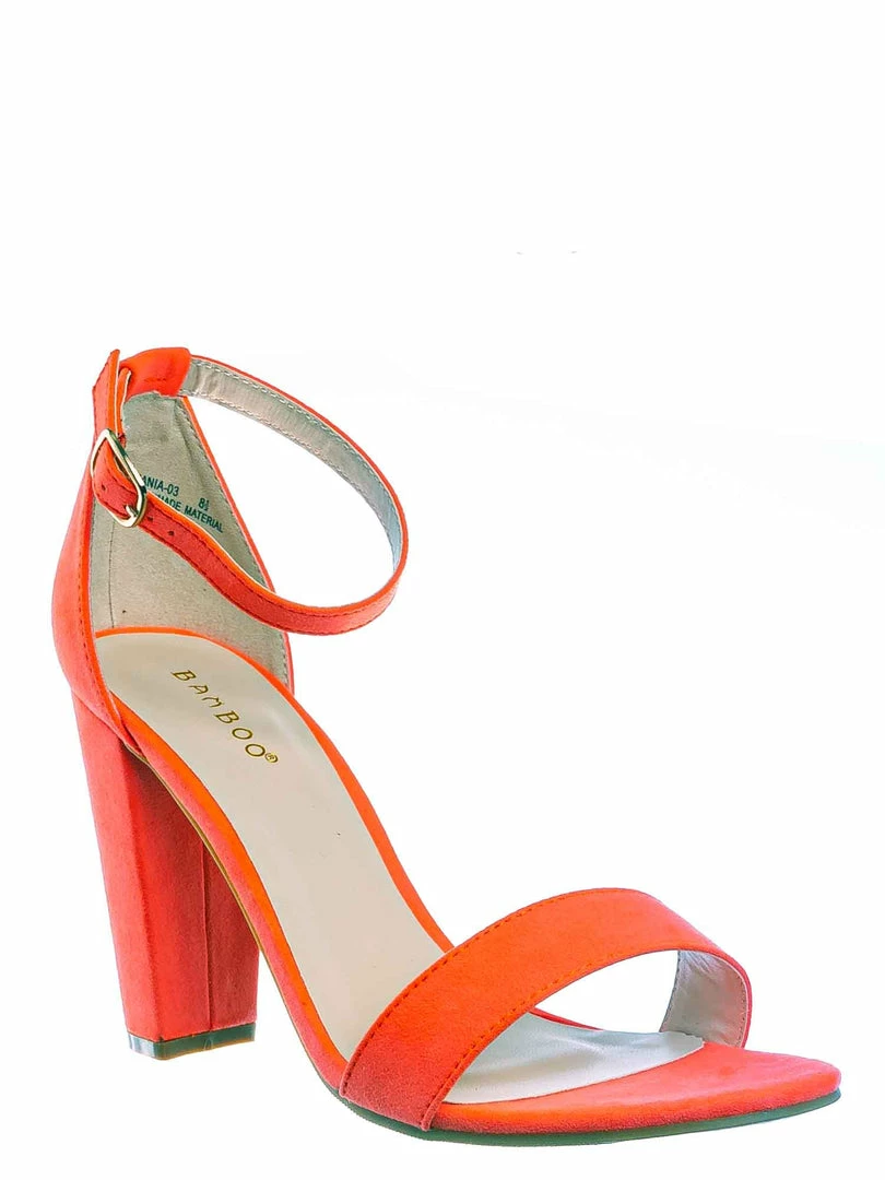 Bamboo New Mania03 Chunky Block High Heel Sandal - Open Toe Retro Ankle Strap Dress Shoes