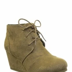 City Classified Rex Hidden Wedge Heel Bootie - Women Lace Up Oxford Ankle Boots