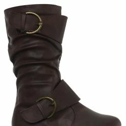 Forever Link New Klein80K Children Flat Boots - Kids Slouch Buckle Shoe