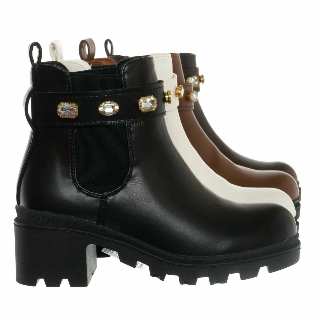 Forever Link Pacific08K Children's Rhinestone Jewel Chelsea Boots - Girl Ankle Bootie