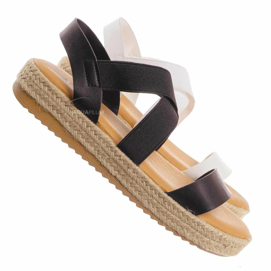 Bamboo New Superb22 Espadrille Elastic Flatform Sandal - Women Foam Padded Comfort Platform