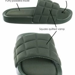 Forever Link New Comex16 Boho Quilted Padded Sandal - Women Slide Molded Footbed Slipper Sandal