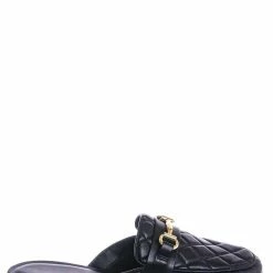 CityClassified New Terrace Puffy Quilted Flat Loafer Mule - Women Slipper W Horse Bit Detail