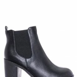 Top Moda Michi72 Block Heel Chelsea Bootie - Threaded Lug Sole Ankle Dress Boots