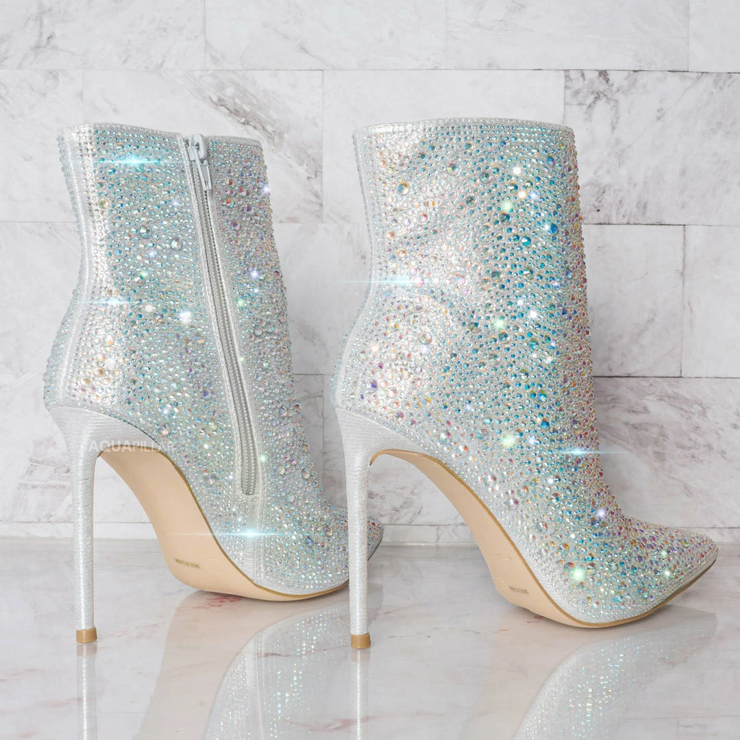 Anne Michelle New Condition64 Cowgirl Rhinestone Crystal Boots, Women Gogo Disco Bling Shoes