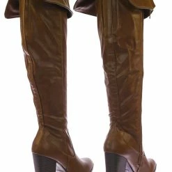 Bamboo Showcase01 Faux Fur Lined Over Knee OTK Thgih High Foldable Block Heel Boot New