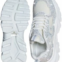 Liliana New Biaa1 Chunky Rhinestone Daddy Sneaker, Platform Festival Shoes