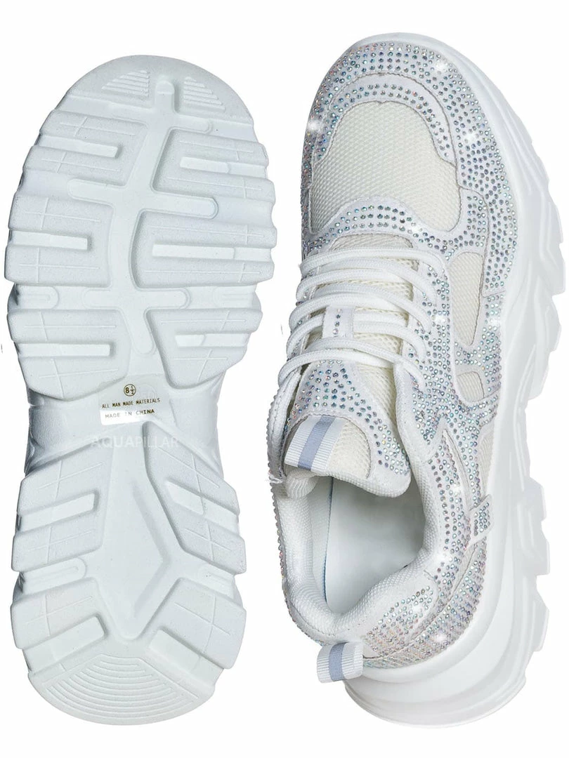 Liliana New Biaa1 Chunky Rhinestone Daddy Sneaker, Platform Festival Shoes
