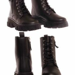 Forever Link Atlantic06 Double Zipper Lace Up Combat Bootie New