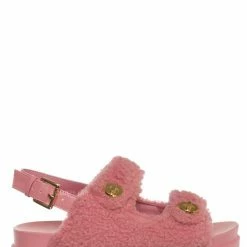 Liliana Montana3 Plush Faux Fur Slingback Molded Footbed Slipper New