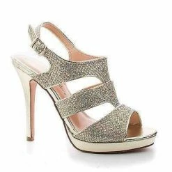 New Kimi25 By Blossom, Sling Back Dazzling Glitter Cluster Cut Out Strappy Stiletto Heels