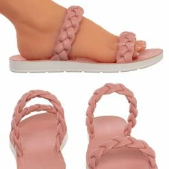 Soda Joyful Puffy Braided Flat Sandal, Women's Comfy Slipper New