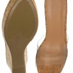 Bamboo Chosen18 Clear Platform Wedge Mule - Womens Cork Sandal