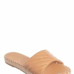 Bamboo New Healer12 Quilted Espadrille Flatform Slides - Women Platform Flat Sandal