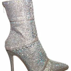 Forever Link Event98 Rhinestone Studded Stiletto Bootie- Womens Crystal Ankle Height Boot