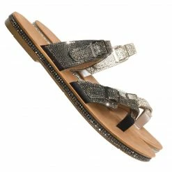 Top Moda Tyson38 Rhinestone Crystal Bendable Slipper Sandal, Women Summer Slides New