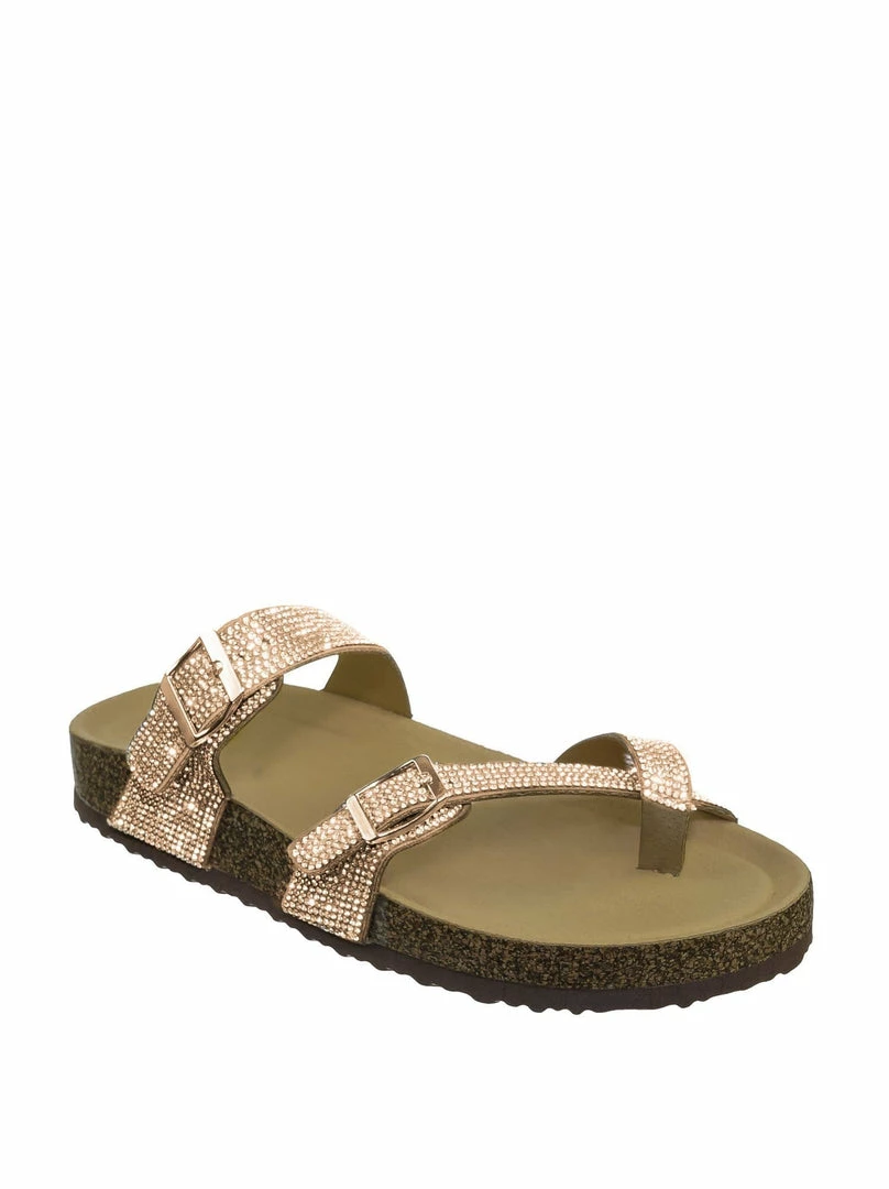 Bamboo Berk03 Rhinestone Molded Footbed Sandal - Women Crystal Slide In Contour Insole New