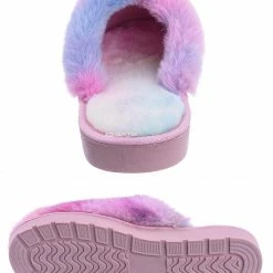 Bamboo Snuggle07 Furry Flatbed Slipper Mule - Mukluk Winter Slip On For Men & Women