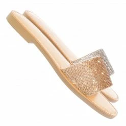 Soda Justice Rhinestone Crystal Flat Slides - Womens Shimmering Slipper Summer Sandal New