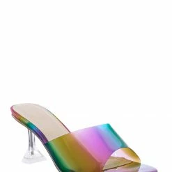 Bamboo New Water04 Clear High Heel Slip-On Mule, Womens Lucite Sandal