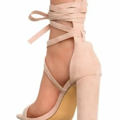 Liliana Novax11 Ribbon Leg Wrap Block Heel Sandal, Women Dress Shoes New