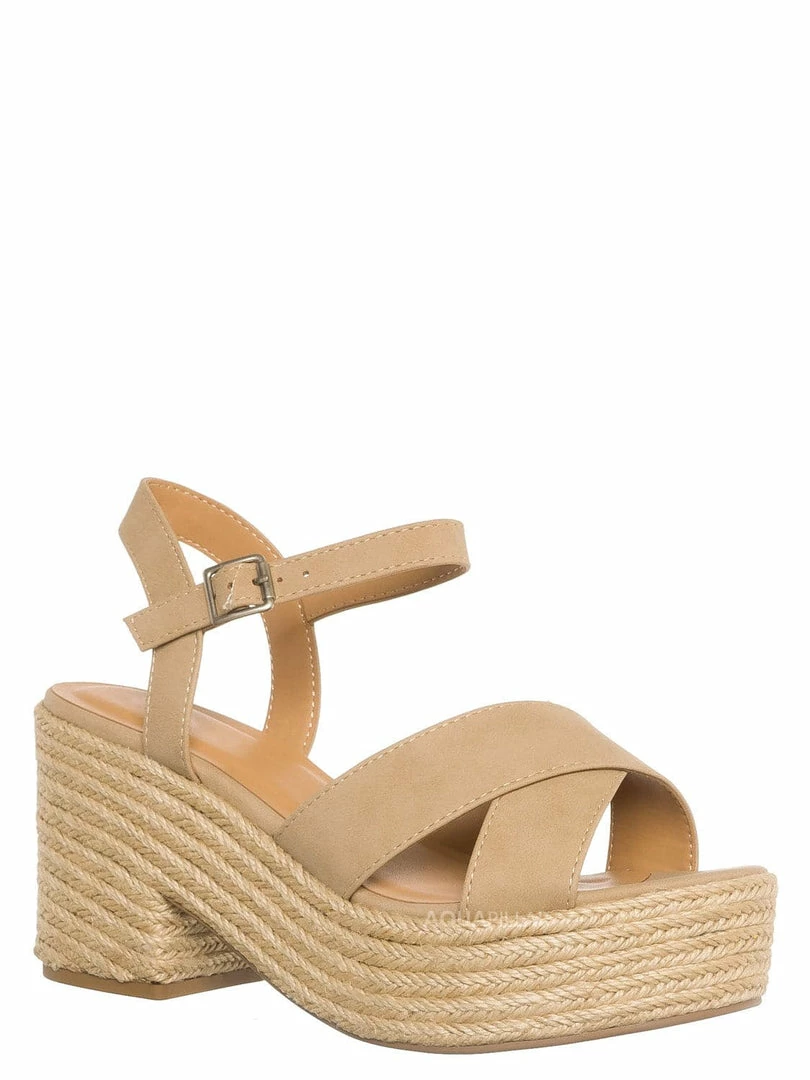 Soda Beauty Espadrille Jute Rope Platform Clog, Womens Ankle Strap Sandal New