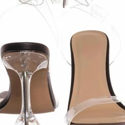 Anne Michelle Pleasure05 Clear High Heel Glass Sandal, Women Lucite Vinyl Shoe New