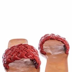 Bamboo Sunbathe78 Flat Puffy Woven Sandal - Women Summer Open Toe Slide In Weaving Mule New