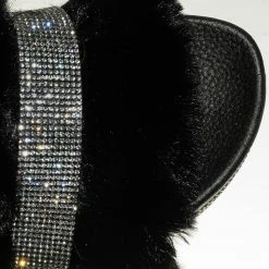 Bamboo Nighttime02 Faux Fur Rhinestone Flatform Slides - Molded Footbed Crystal Sandal New