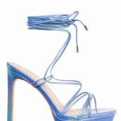 Anne Michelle New Thrilling03 Lace Up Leg Wrap Stiletto Sandal, Women Strappy Dress Shoes