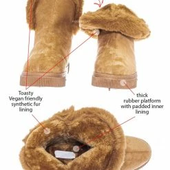 Bamboo Cozette03 Foldable Winter Faux Fur Slipper Bootie - Fold Shearling Snow Shoe New
