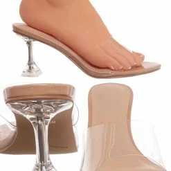 Bamboo New Water04 Clear High Heel Slip-On Mule, Womens Lucite Sandal