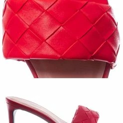 Bamboo Always42 Woven High Heel Mule - Women Basket Braided Weaved Slip On Slippers