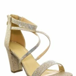Bonnibel New Alondra5 Rhinestone Crystal Heels Sandal - Women Criss Cross Strappy Chunky Dancing Evening Formal Wedding Pump Shoes