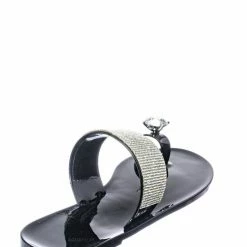 Wild Diva Jolie10 Rhinestone Jelly Toe Ring Sandals - Womens Crystal Pvc Toe Loop Glides New