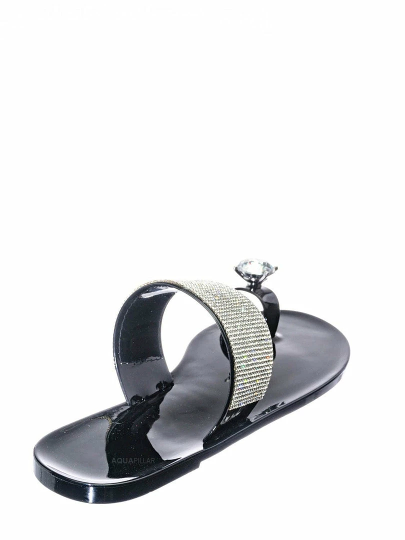 Wild Diva Jolie10 Rhinestone Jelly Toe Ring Sandals - Womens Crystal Pvc Toe Loop Glides New