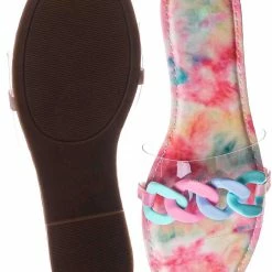 Bamboo New Laughter24 Oversized Chain On Lucite Vinyl Strap - Summer Slip On Slide Sandal