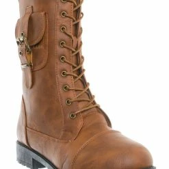 Forever Link New Mountain84 Combat Boots W Side Pocket - Men Women Lace Up Shoes